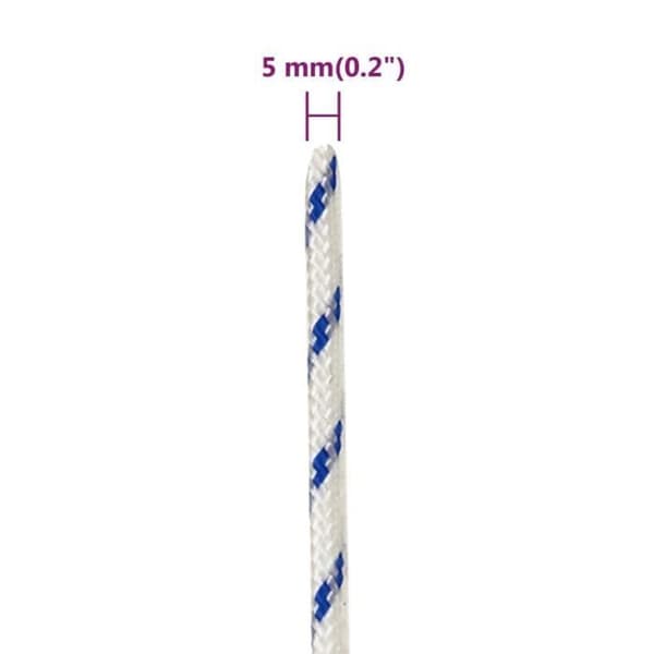 152281 vidaXL Båtline Vit 5 mm 100 m Polypropylen
