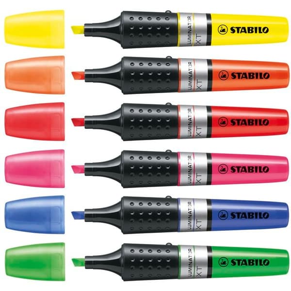 Surlighter - STABILO - LUMINATOR - Förpackning med 6 - Skärpt spets - Vattenbaserat bläck