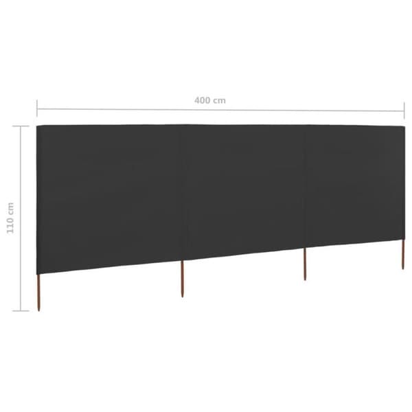 vidaXL 3-Panel Room Divider Tyg 400x80 cm Antracit