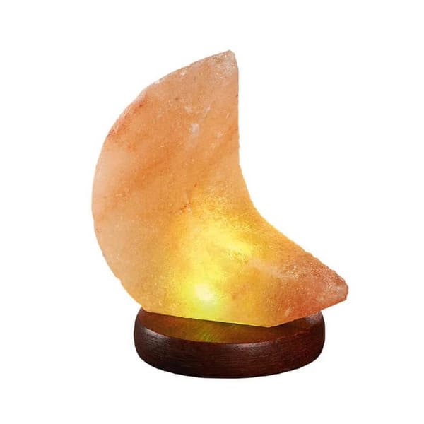 Månformad saltkristalllampa