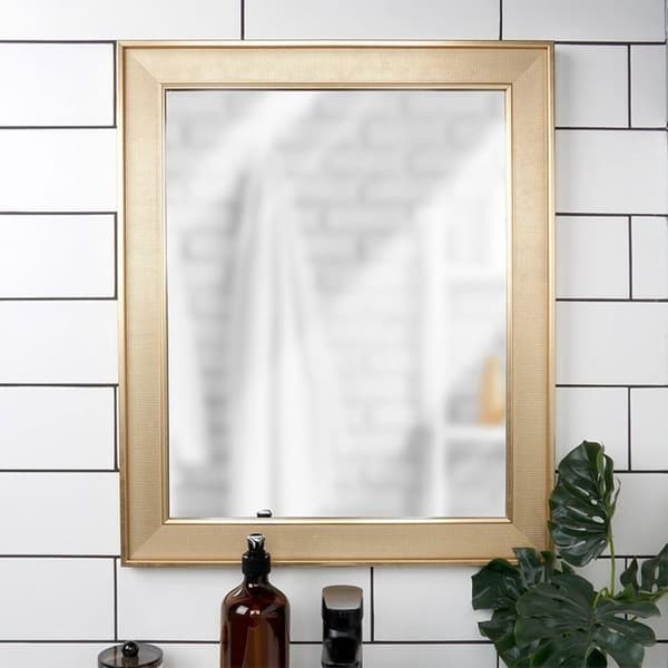 Rektangulär väggspegel - VILDE - 49,5x59,5 cm - Guldram - Högkvalitativ plast - Väggmontering