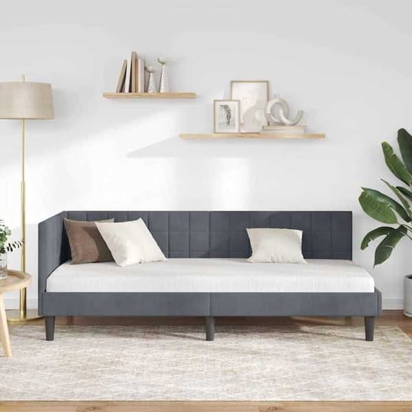 vidaXL Hörnsängram Mörkgrå 80 cm x 200 cm Sammet 42016409