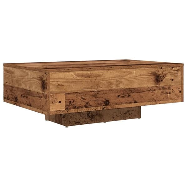 Läcker bord med LED-lampor i gammalt trä 85x55x31 cm