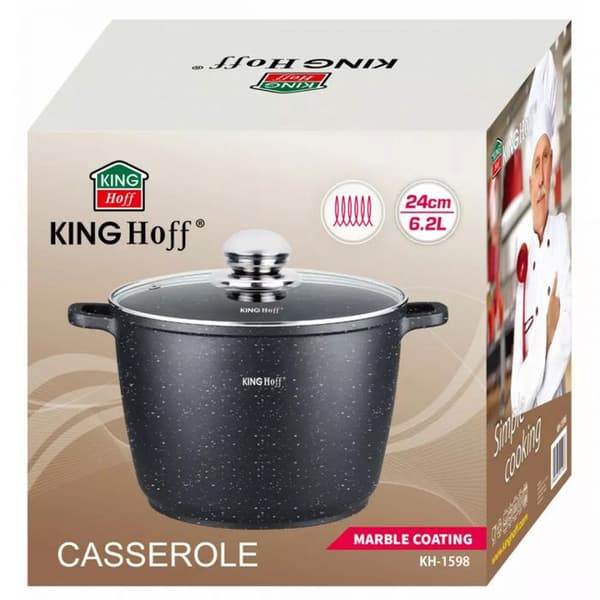 Marmite - KINGHOFF - KH-1598 - Täckning - Marmorbeläggning - 6,2L - 24cm