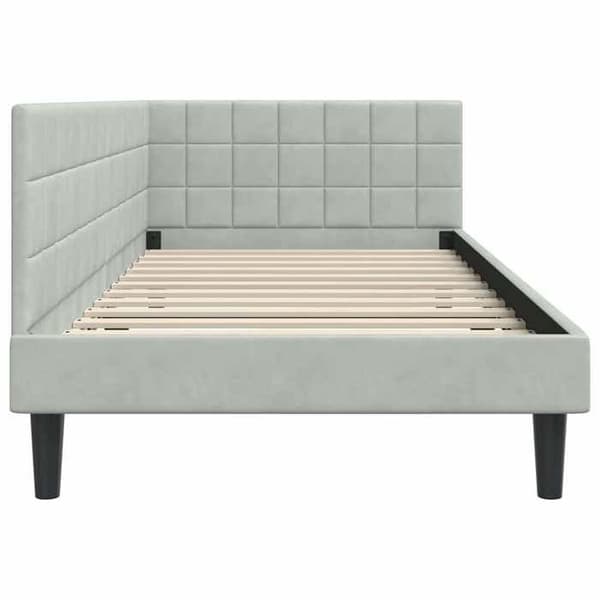 vidaXL Hörnsängram Ljusgrå 100 cm x 200 cm Sammet 42016438