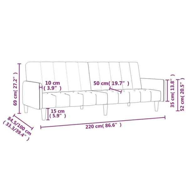 vidaXL 2-sits bäddsoffa ljusgrå tyg 375758