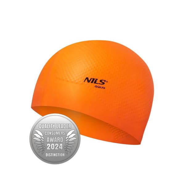 Badmössa i silikon - NILS AQUA - Orange - Hydrodynamisk - 100% silikon - Antiskidspetsar