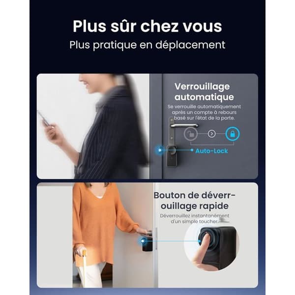 SwitchBot WiFi Pro Lås – Touch-tangentbord, Fingeravtryck, Matter, Alexa/Google, 15 metoder