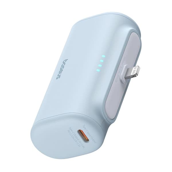 Strömbank - BASEUS - P10068307413-00 - 5000 mAh - 20 W - Typ C-kabel - Blå