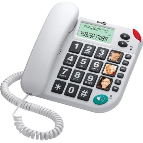 Analogtelefon - MAXCOM - KXT480 - Högtalare - Nummerpresentation - Vit
