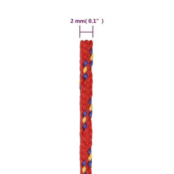 152371 vidaXL Båtrep Röd 2 mm 50 m Polypropen
