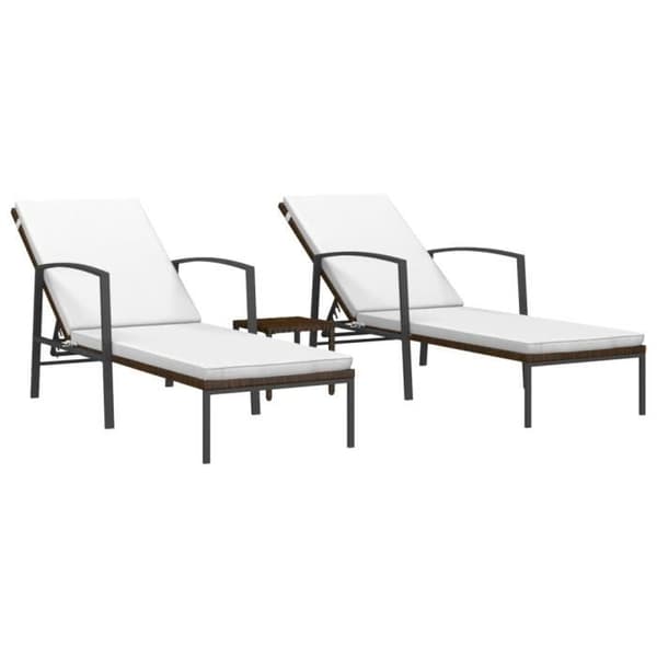 vidaXL Solstolar 2 st med Bord Poly Rotting Brun