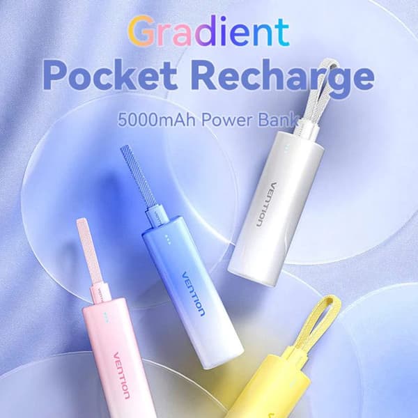 Extern batteri - VENTION - FHWL0 - 5000mAh - Typ-C - Lightning - Blå