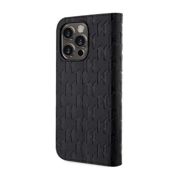 Karl Lagerfeld Coque Saffiano Monogram för iPhone 14 Pro — Svart