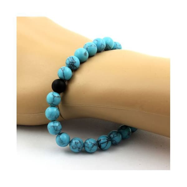 Armband Turkospärlor + Mattsvart Onyx 8 mm