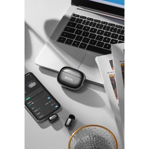 Boya Mini 2-02 trådlös USB-C klämmikrofon, svart
