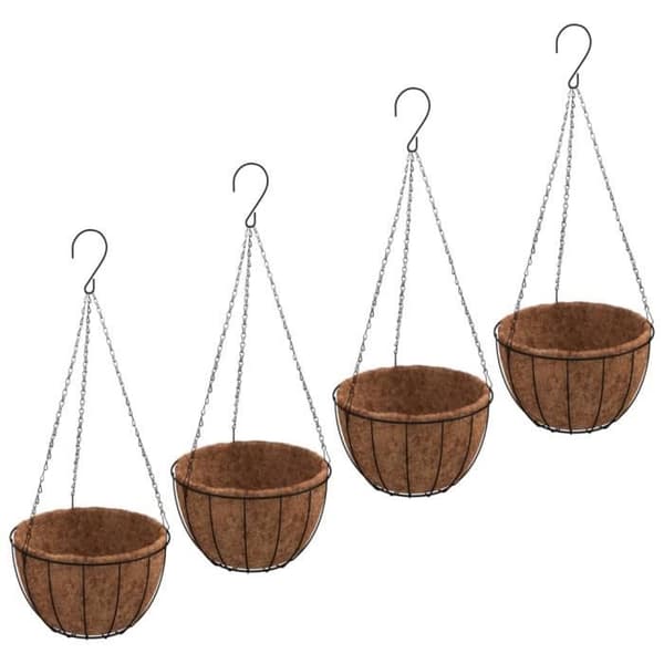Hängande krukor - VIDAXL - 35x52 cm - Stål - Kokosfoder - Svart