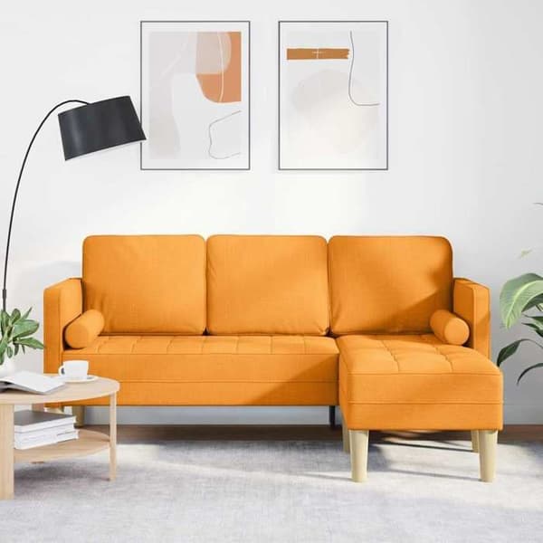 vidaXL Soffgrupp med mörkgula kuddar Polyester 42001921