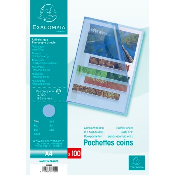 Pochettes - EXACOMPTA - 12/100e - A4 - 100 enheter - Blå