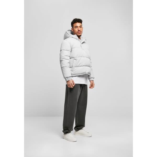 Fleece-jacka - Urban Classics - Hooded Cropped - Herr - Ljusgrå - Fodrad