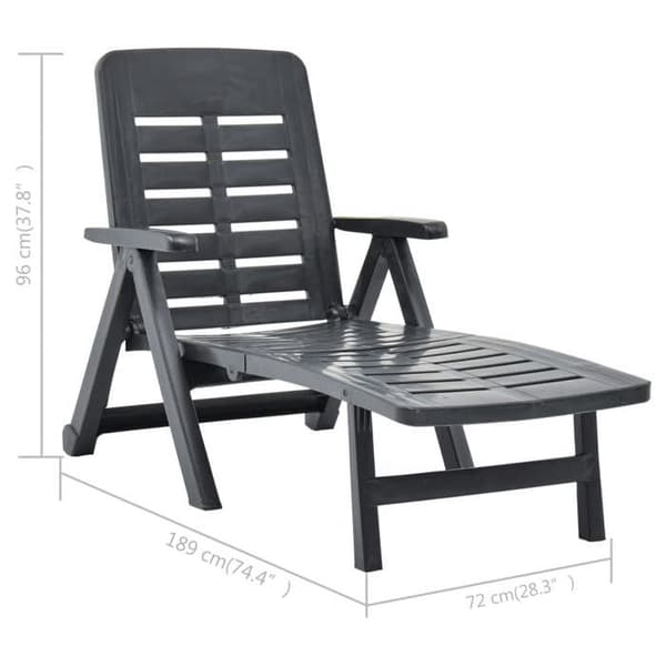 vidaXL Fällbar chaise longue Plastikk Anthracit 48756