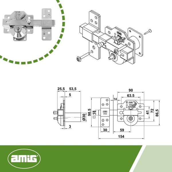 Lås - AMIG - 23371 - Rund cylinder - Hög säkerhet - Anti-bumping