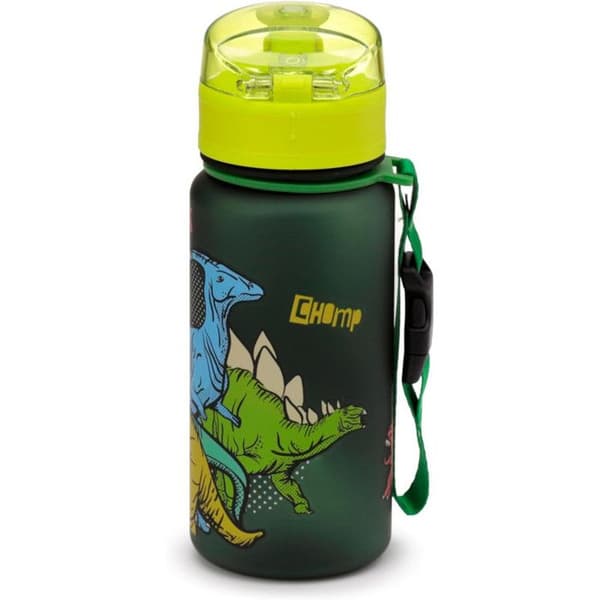 Barnflaska - PUCKATOR - Dinosauria - 350 ml - Okrossbar - Tryckknappslock