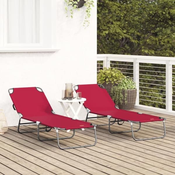 Liggstol - Fällbar - 2 st - Röd - UV-beständig - Modern design