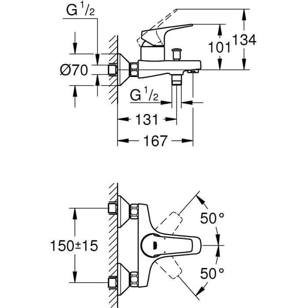 GROHE Start Flow Badkar/Duschblandare - Väggmonterad - Krom 23772000