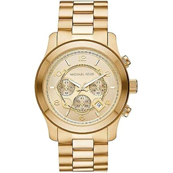 Klocka - MICHAEL KORS - Runway - Kvarnchronograf - Guld rostfritt stål - 45 mm