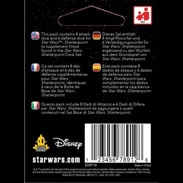 Brädspel - ASMODEE - STAR WARS SHATTERPOINT - Set med 8 attacktärningar - 6 försvarstärningar - Vit