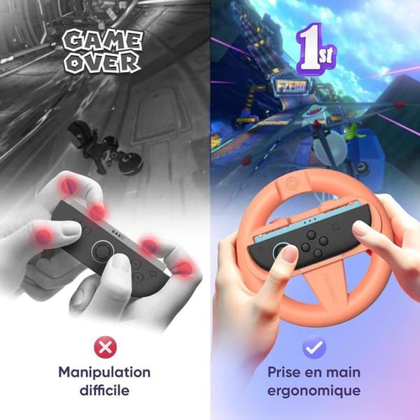 Pack med 4 Racing Wheels - ONIVERSE - Nintendo Switch 2 - Ergonomiska - Multikolor - Kompatibla med Joy-Con