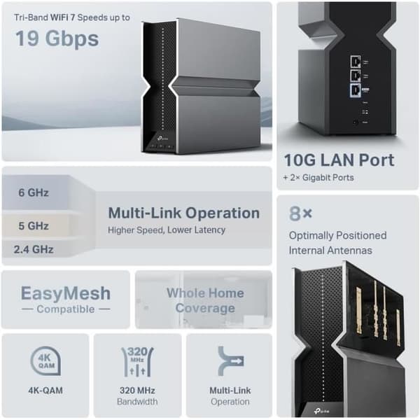 TP-Link RE800BE WiFi 7 Repeater BE19000Mbps Tri-Band