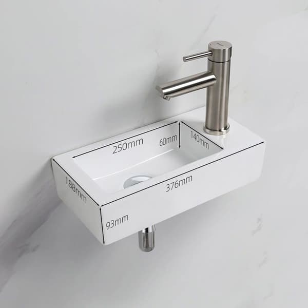 Lavabo - Ibergrif - M41102-R - Keramik - Vit - Rektangulär - Vägghängd