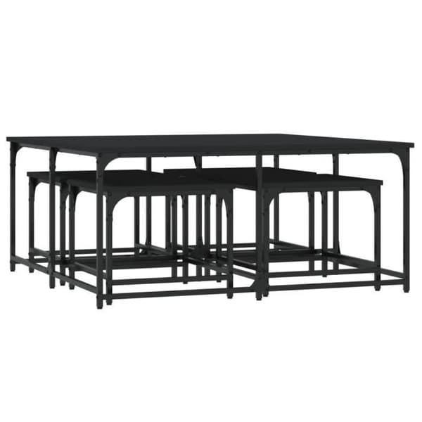 vidaXL Häckande soffbord 5 st Black Engineered Wood 835334