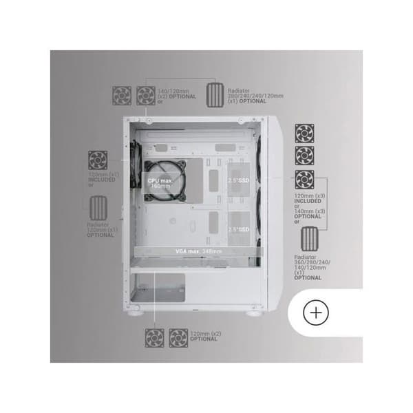 Gaming Chassi - Mars Gaming - MC-KX - E-ATX - 5 ARGB Fläktar - Härdat Glas