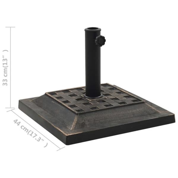 vidaXL Square Parasol Base Polyresin 12 kg Brons