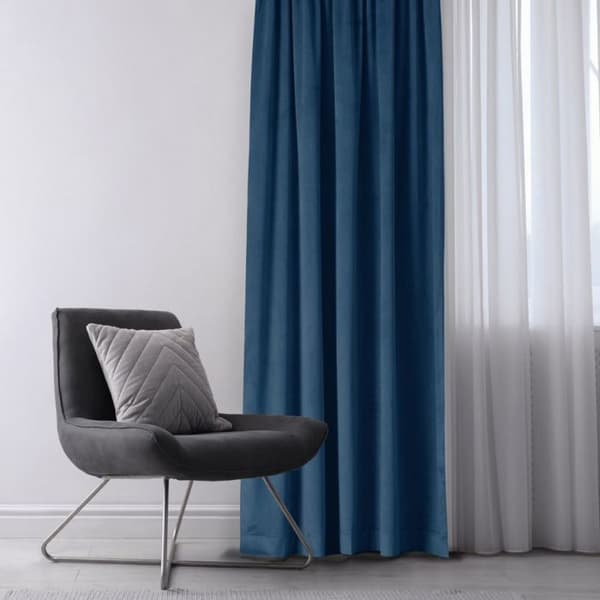 Gardiner - HOMEDE - VILA - Indigo - Sammet 100% polyester - 135x175 cm