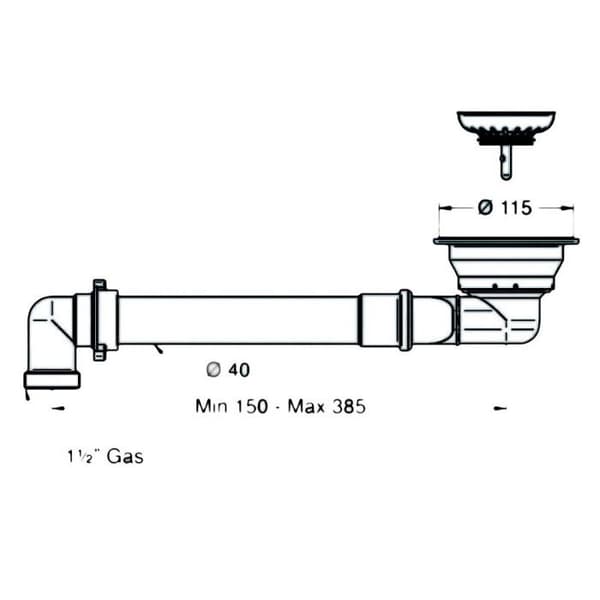 Bonde för handfat diameter 90 mm platsbesparande