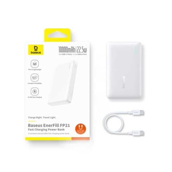 Extern batteri - BASEUS - Enerfill FP21 - 10000 mAh - 22,5W - USB-C/USB-A, kompakt