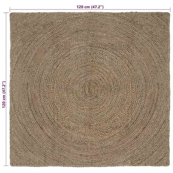 Modern jute matta - vidaXL - 120x120 cm - Grå - Rektangulär - Maskintvättbar - Hantverkselegans