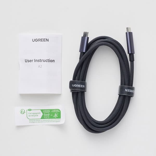 USB-C till USB-C datakabel - UGREEN - PD 100W - Nylon - 1 m - Svart