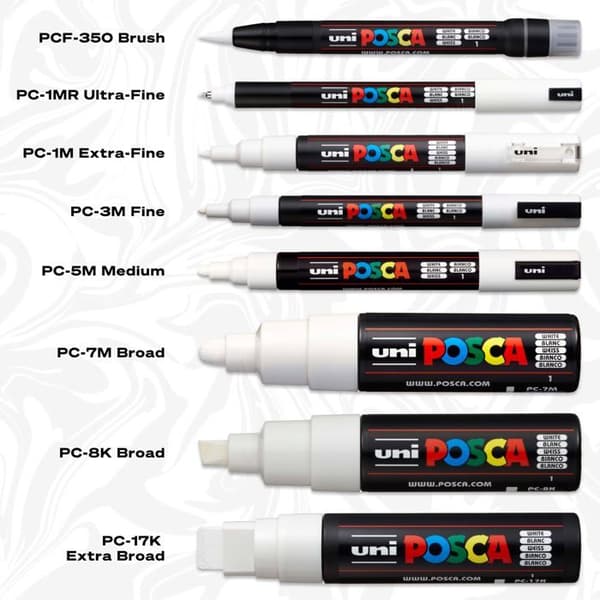 Posca akrylfärg - PC5M8C - Akrylfärgsmarkeringsset, 8 färger medium, PC-5M, Version 2 (PC5M8SET)
