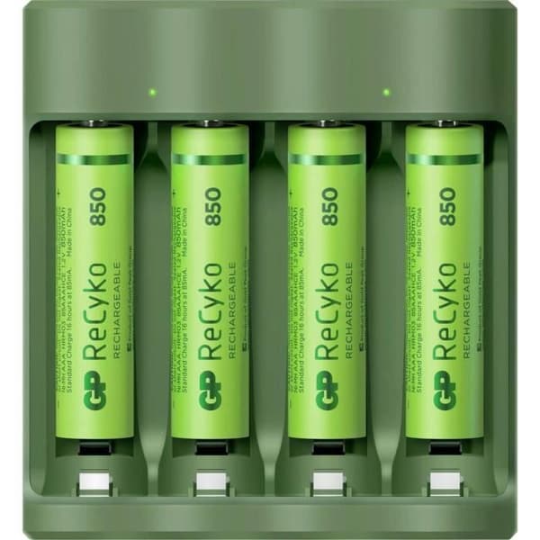 GP Batteries Basic-Line 4x ReCyko+ Micro NiMH rund batteriladdare LR03 (AAA), LR6 (AA)