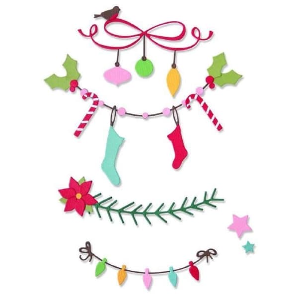 SIZZIX Kit dies Thinlits Julkanter 14 delar – Scrapbooking & korttillverkning, precisa metallutskärningar