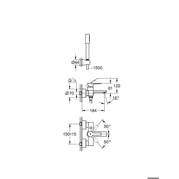 Duschblandare - GROHE - Lineare - Krom - Mässing - Vattenbesparing