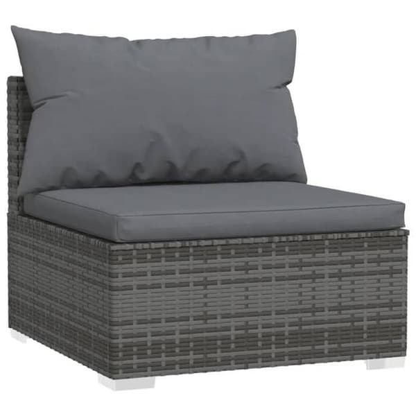 vidaXL Garden Central Soffa med Kuddar Grå Hartsvävd