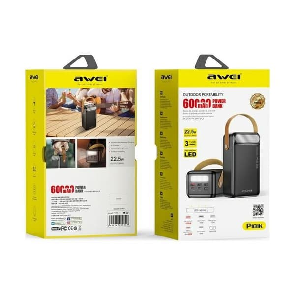 Batteri Extern Awei P101K 60 000 Mah 22,5 W För Iphone Och Android, Snabb