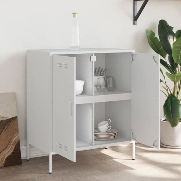 vidaXL Buffé vit 68x39x79 cm stål 842981