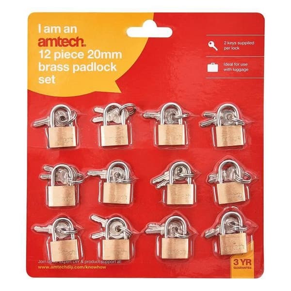 Amtech Am-Tech - 20mm mässingshänglås (12st) - T0790
